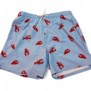 Hollister Light Blue Swim Trunks with Red Lobster Print